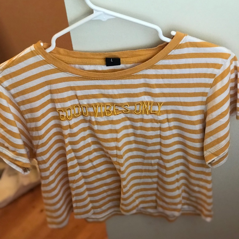 golden striped crop top